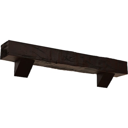 Kit W/ Breckinridge Corbels, Premium Hickory, 8H  X 8D X 72W Hand Hewn Faux Wood Fireplace ManteL